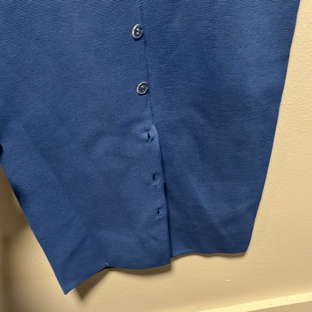 HANIFA (NWT) Cheri II Blue Long Sleeve Button Front Sheath Dress, Size XS - Picture 8 of 16